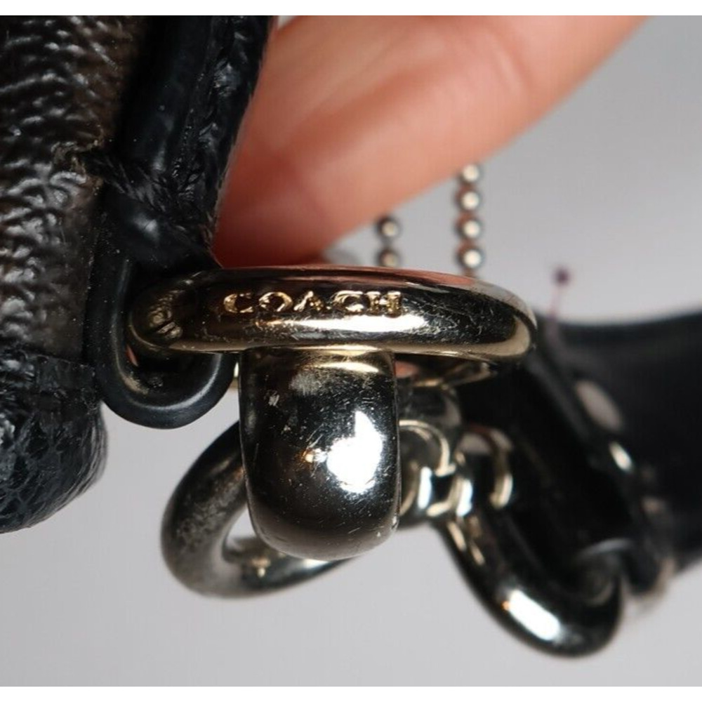 Coach Leather Crossbody Messenger Shoulder Bag Brown & Black Signature C Pattern - Picture 12 of 13